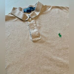 Ralph Lauren Polo Shirt Mens XL  Beige Tan Embroidered Small Pony Logo